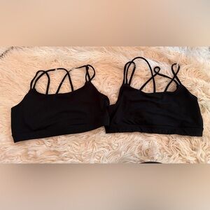 GapFit Strappy Sports Bra Bundle Two Bras, True Black, Size Large